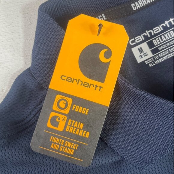 Carhartt Force Relaxed Fit Polo Shirt Womens Medium Blue New Moisture Wicking - Picture 11 of 11